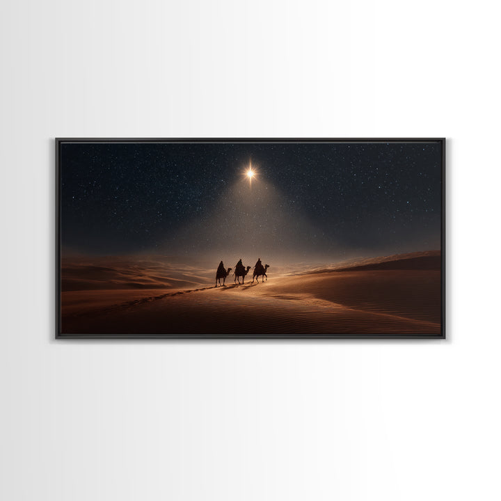 Desert Star Path, Framed Canvas Print, Christmas Art, Christian Art Canvas, Christian Christmas Art, Christian Wall Art, Jesus Painting
