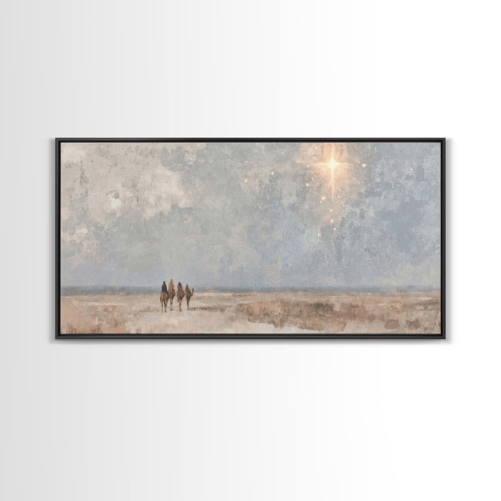 Pilgrims Of Light | Framed Canvas Print | Christian Art Canvas | Christmas Art | Christian Wall Art | Christian Christmas Decor | Jesus Pai