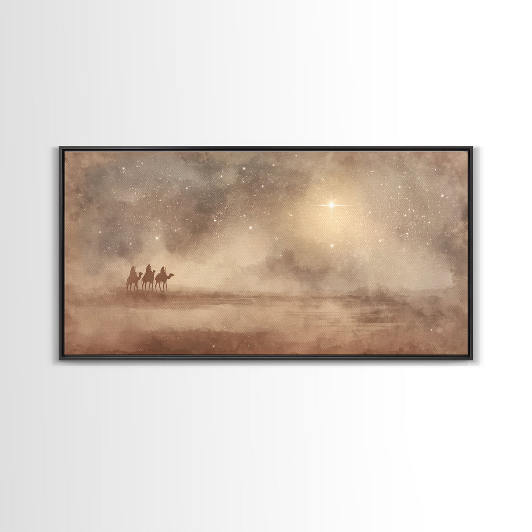 Holy Night Journey, Framed Canvas Print, Christian Art Canvas, Christian Wall Art, Christmas Art, Christian Christmas Art, Jesus Painting