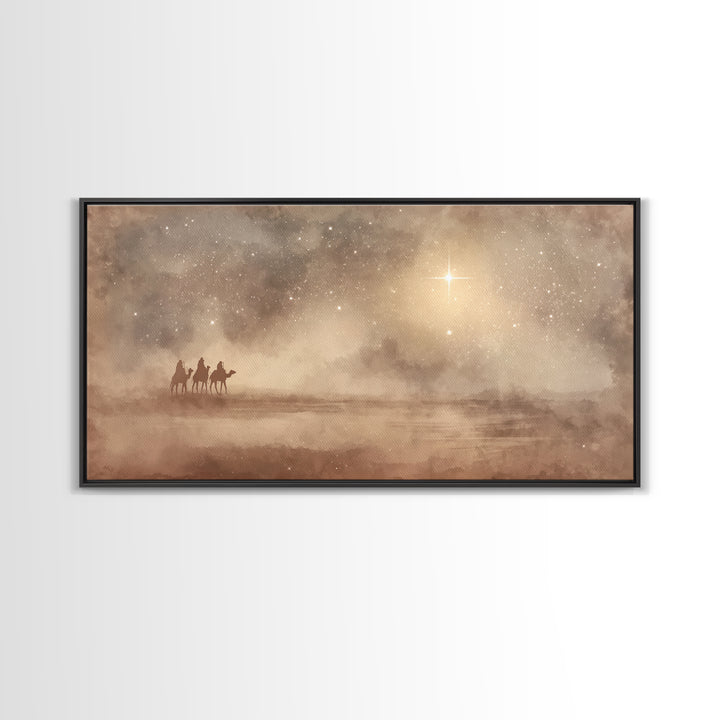 Holy Night Journey, Framed Canvas Print, Christian Art Canvas, Christian Wall Art, Christmas Art, Christian Christmas Art, Jesus Painting