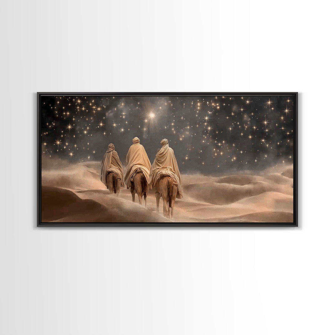 Three Kings Night – Framed Canvas Print – Christian Art Canvas – Christian Christmas Art – Jesus Painting – Christmas Art – Christian Wall