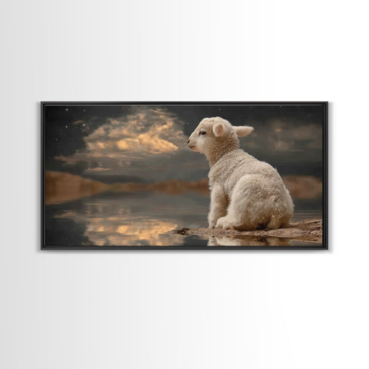 Lamb Of Peace, Framed Canvas Print, Christian Wall Art, Christian Art Canvas, Christian Christmas Art, Christmas Art, Jesus Art Print