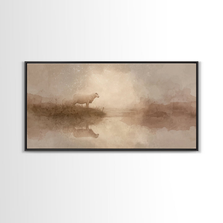 Still Waters Grace | Framed Canvas Print | Christian Art Canvas | Christian Wall Art | Christian Christmas Art | Christmas Art | Jesus Art