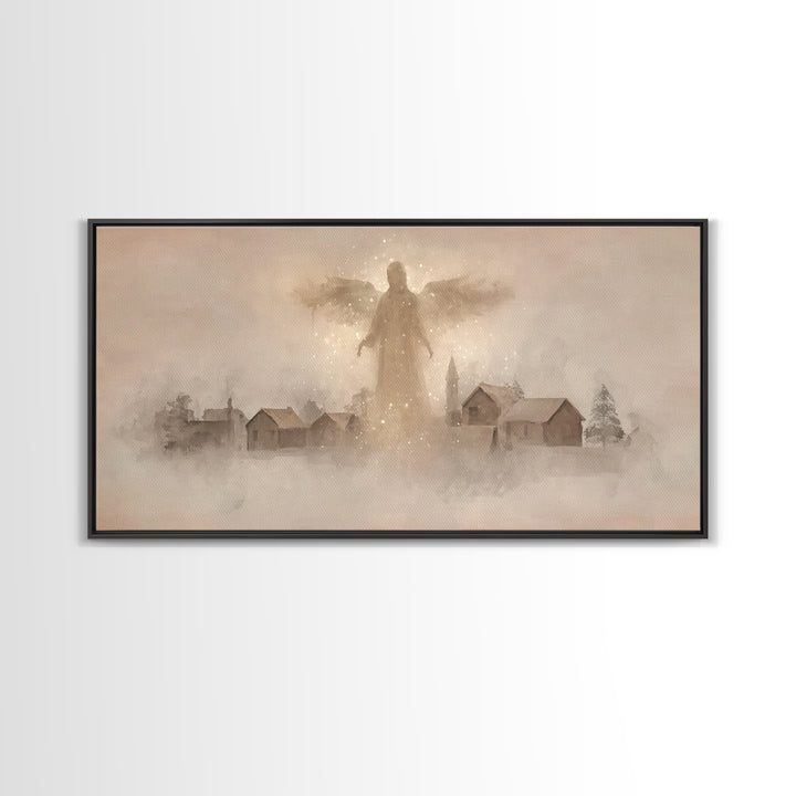 Angel Of Light – Framed Canvas Print – Christian Art Canvas – Christian Wall Art – Christmas Art – Modern Christian Art – Christian Gift