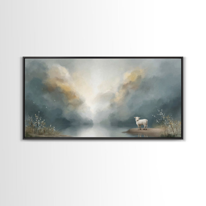 Lamb Of Dawn – Framed Canvas Print – Christian Art Canvas – Christian Wall Art – Christmas Art – Christian Christmas Art – Jesus Art Print