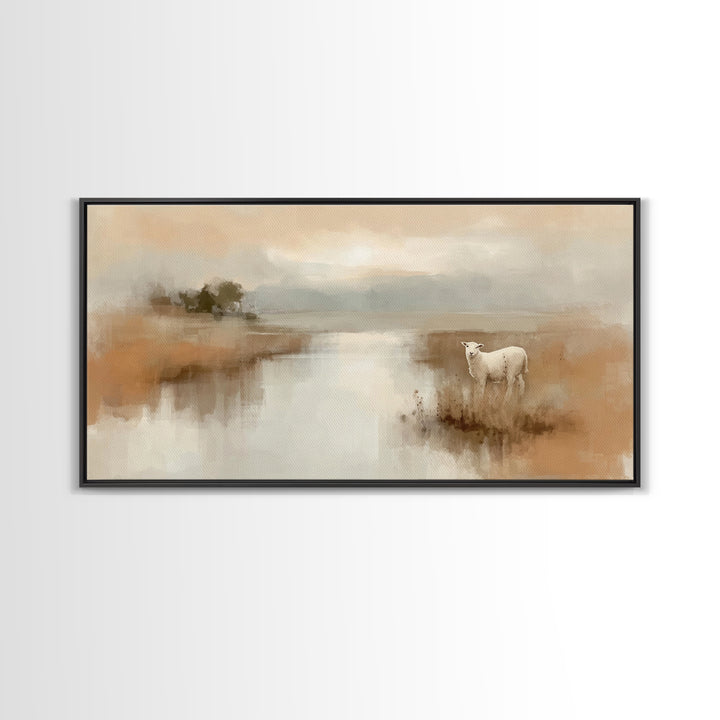Quiet Meadow Grace, Framed Canvas Print, Christian Wall Art, Christian Art Canvas, Jesus Painting, Christian Christmas Art, Christian Decor