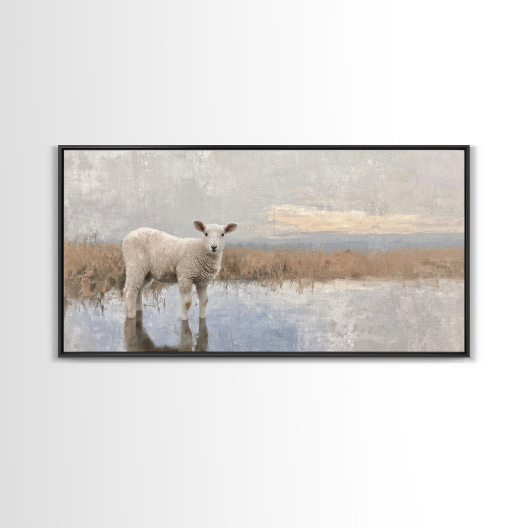 Lamb Of Dawn – Framed Canvas Print – Christian Wall Art – Christian Art Print – Jesus Christmas Art – Christian Gift Ideas – Christmas Wall