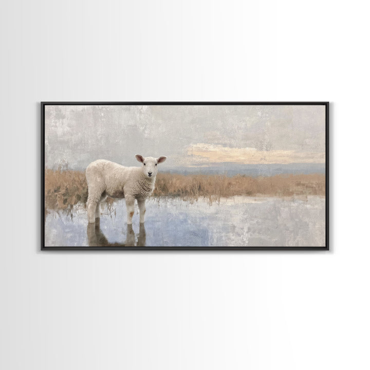 Lamb Of Dawn – Framed Canvas Print – Christian Wall Art – Christian Art Print – Jesus Christmas Art – Christian Gift Ideas – Christmas Wall