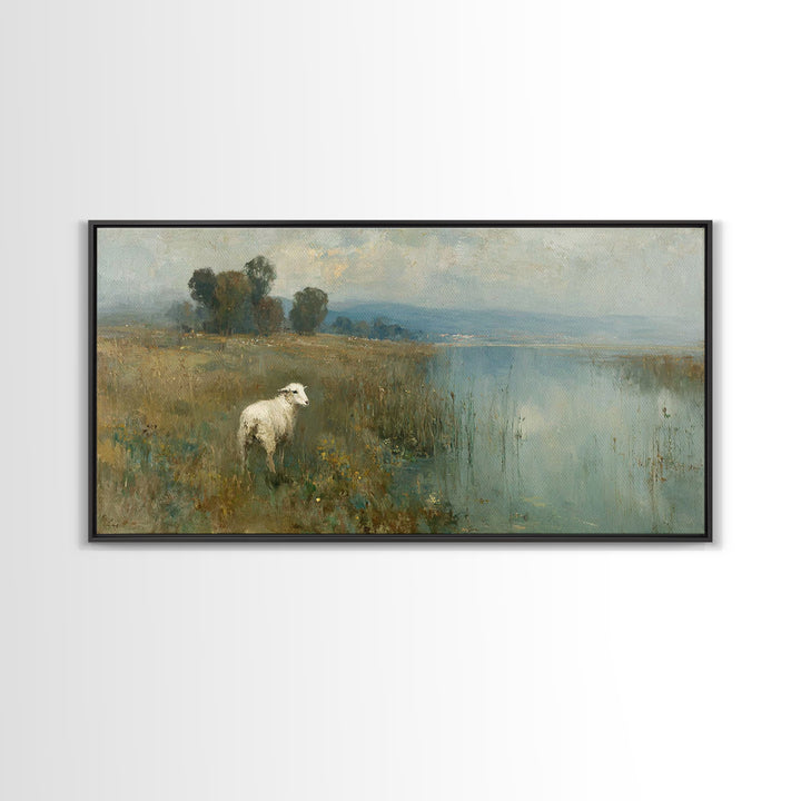 Shepherd’s Peace, Framed Canvas Print, Christian Wall Art, Christian Art Work, Christmas Art Framed, Christian Christmas Decorations, Subtl