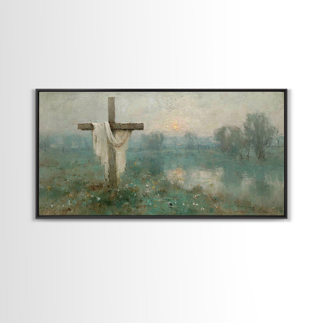 Cross Of Hope, Framed Canvas Print, Christian Wall Art, Christian Decoration, Framed Christmas Art, Christian Christmas Decor, Modern Chris