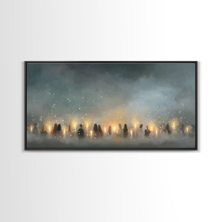 Candle Vigil Hope – Framed Canvas Print – Christian Wall Art – Christmas Art – Christian Christmas Art – Christian Art Canvas – Christian D