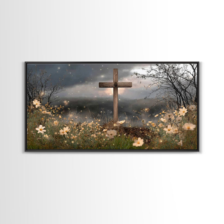 Night Of Hope, Framed Canvas Print, Christian Wall Art, Christian Art Canvas, Moody Christian Art, Christian Christmas Art, Christian Decor