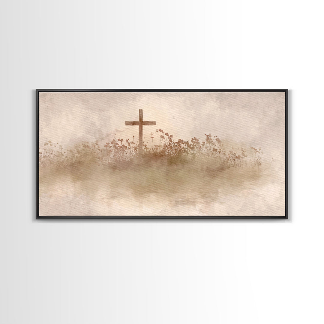 Floral Redemption, Framed Canvas Print, Christian Wall Art, Christian Art Canvas, Christian Paintings, Christian Christmas Decor, Modern Ch