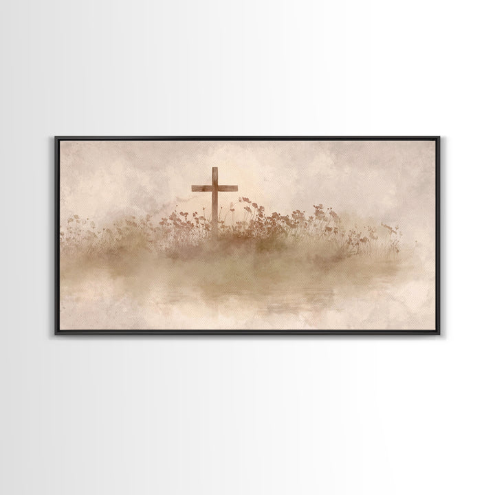 Floral Redemption, Framed Canvas Print, Christian Wall Art, Christian Art Canvas, Christian Paintings, Christian Christmas Decor, Modern Ch