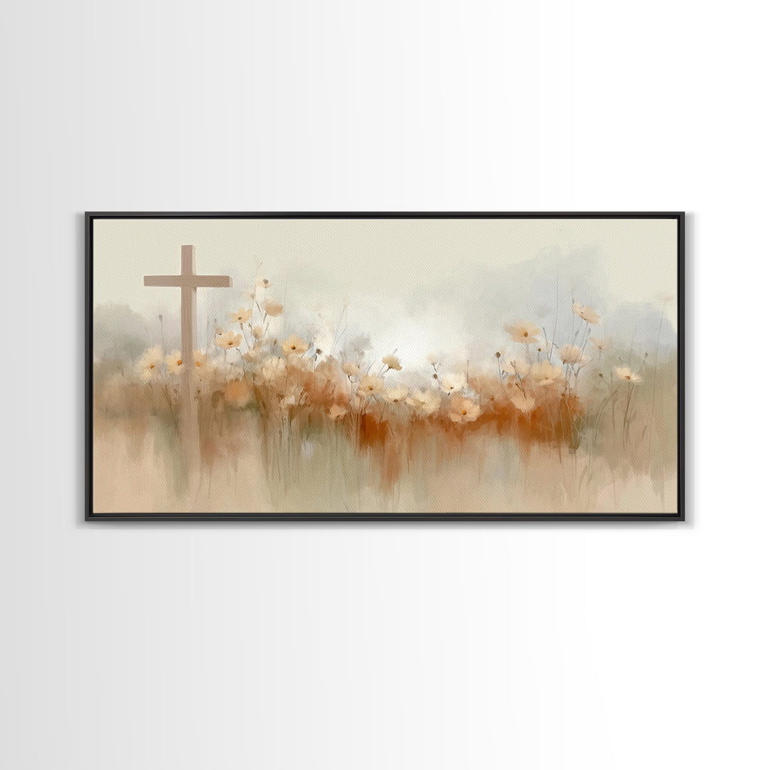 Meadow Of Faith – Framed Canvas Print – Christian Wall Art – Christian Art Canvas – Minimalist Christian Art – Christian Decor – Christian