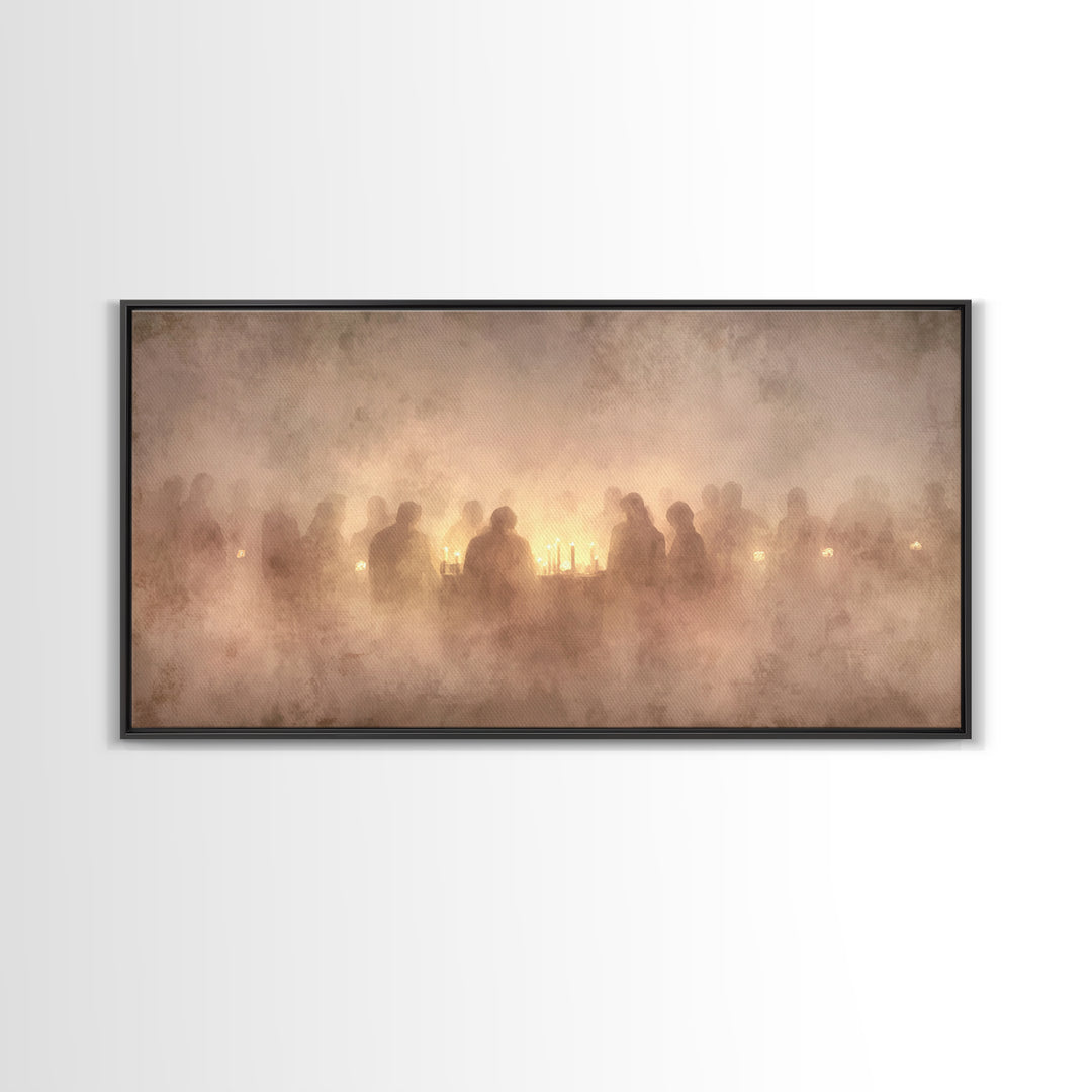 Gathered In Glow – Framed Canvas Print – Christian Art Canvas – Christian Christmas Art – Christmas Wall Art – Vintage Christmas Art – Chri