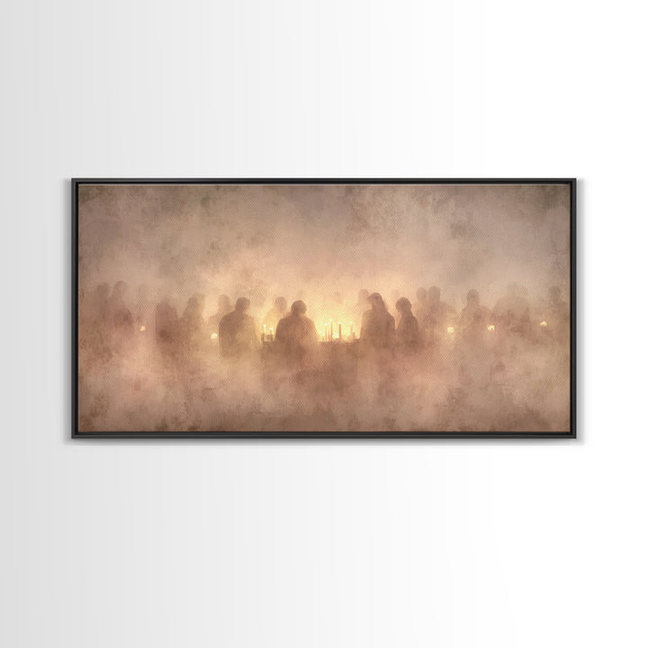 Gathered In Glow – Framed Canvas Print – Christian Art Canvas – Christian Christmas Art – Christmas Wall Art – Vintage Christmas Art – Chri
