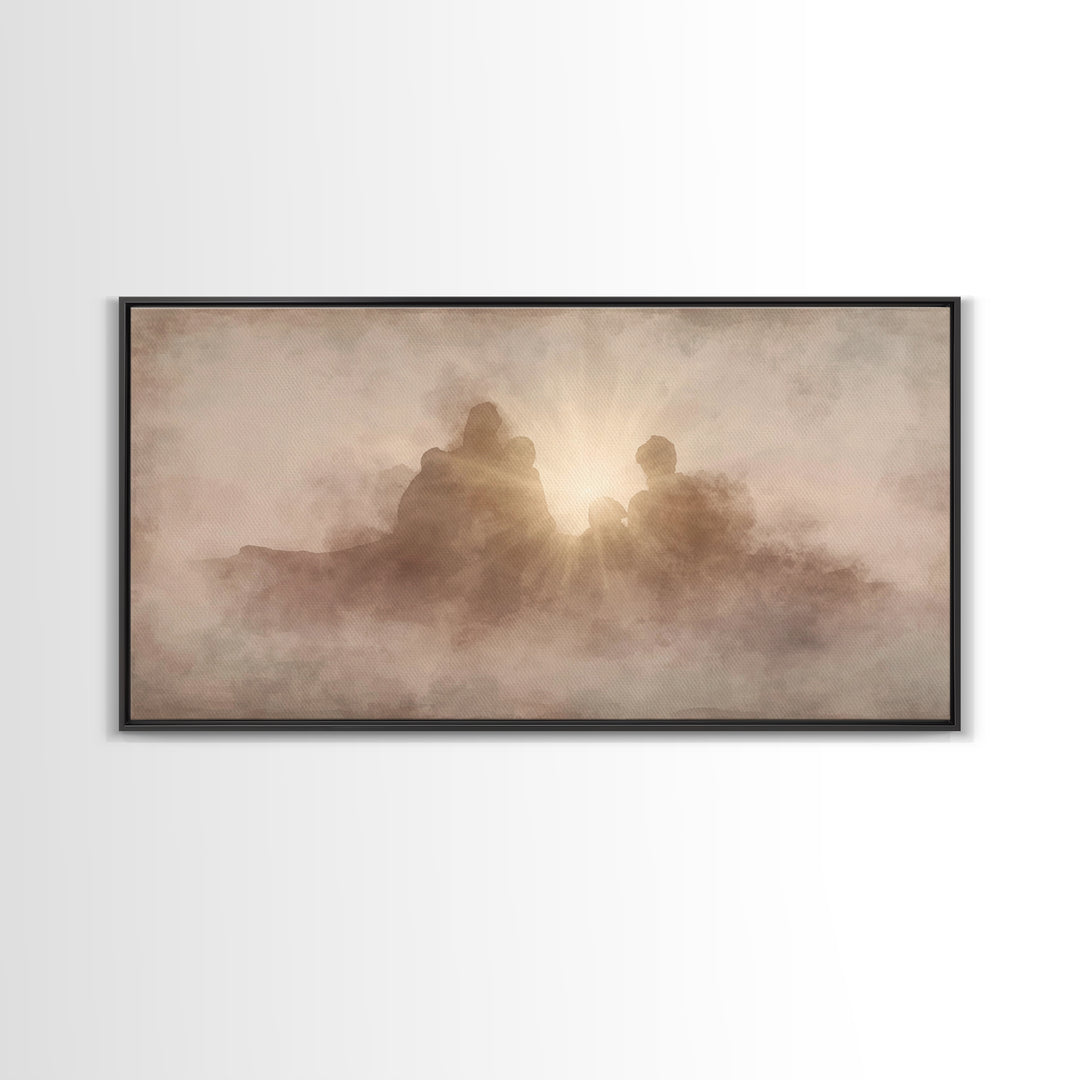 Eternal Embrace, Framed Canvas Print, Christian Painting, Christian Wall Art, Subtle Christian Art, Christian Art Canvas, Christian Decor