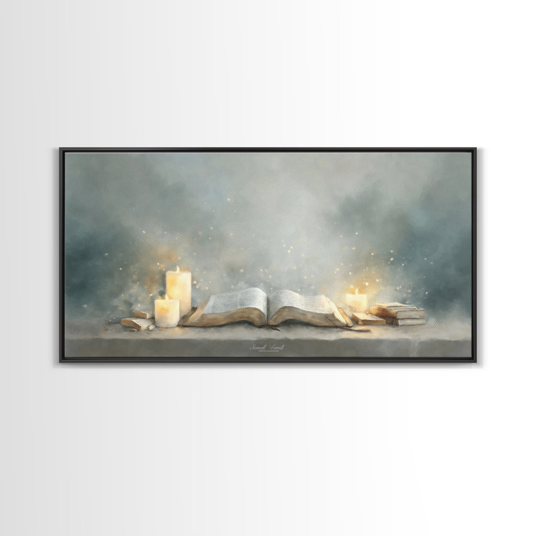 Holy Word Light, Framed Canvas Print, Christian Art Canvas, Christian Wall Art, Modern Christian Art, Christian Painting, Christian Gift