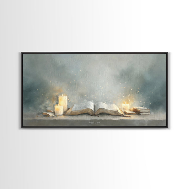 Holy Word Light, Framed Canvas Print, Christian Art Canvas, Christian Wall Art, Modern Christian Art, Christian Painting, Christian Gift