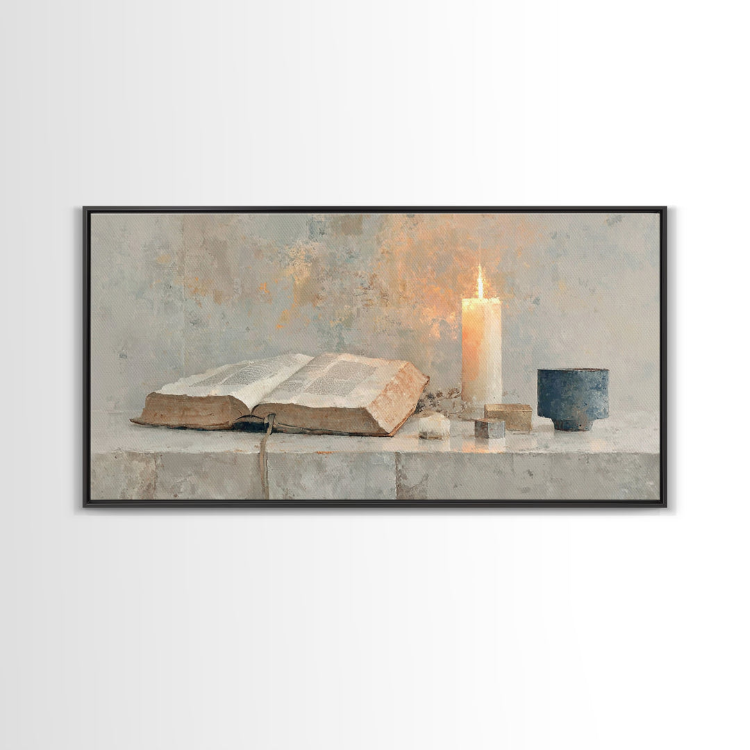 Scripture Glow | Framed Canvas Print | Christian Wall Art | Minimalist Christian Art | Christian Art Canvas | Christian Gift Ideas