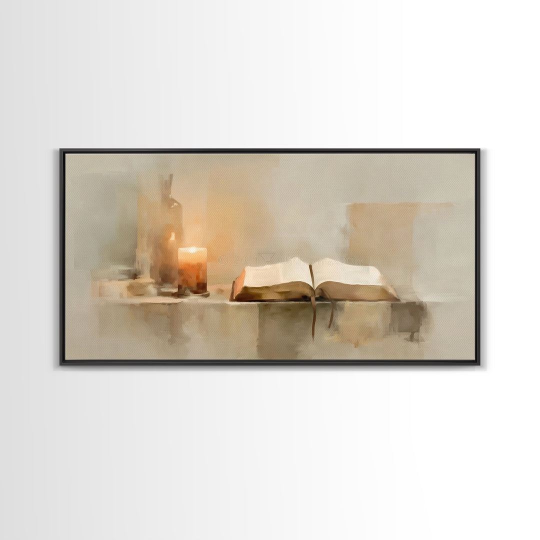 Candlelit Promise – Framed Canvas Print – Christian Art Canvas – Christian Wall Art – Moody Christian Art – Christian Art Gift Ideas
