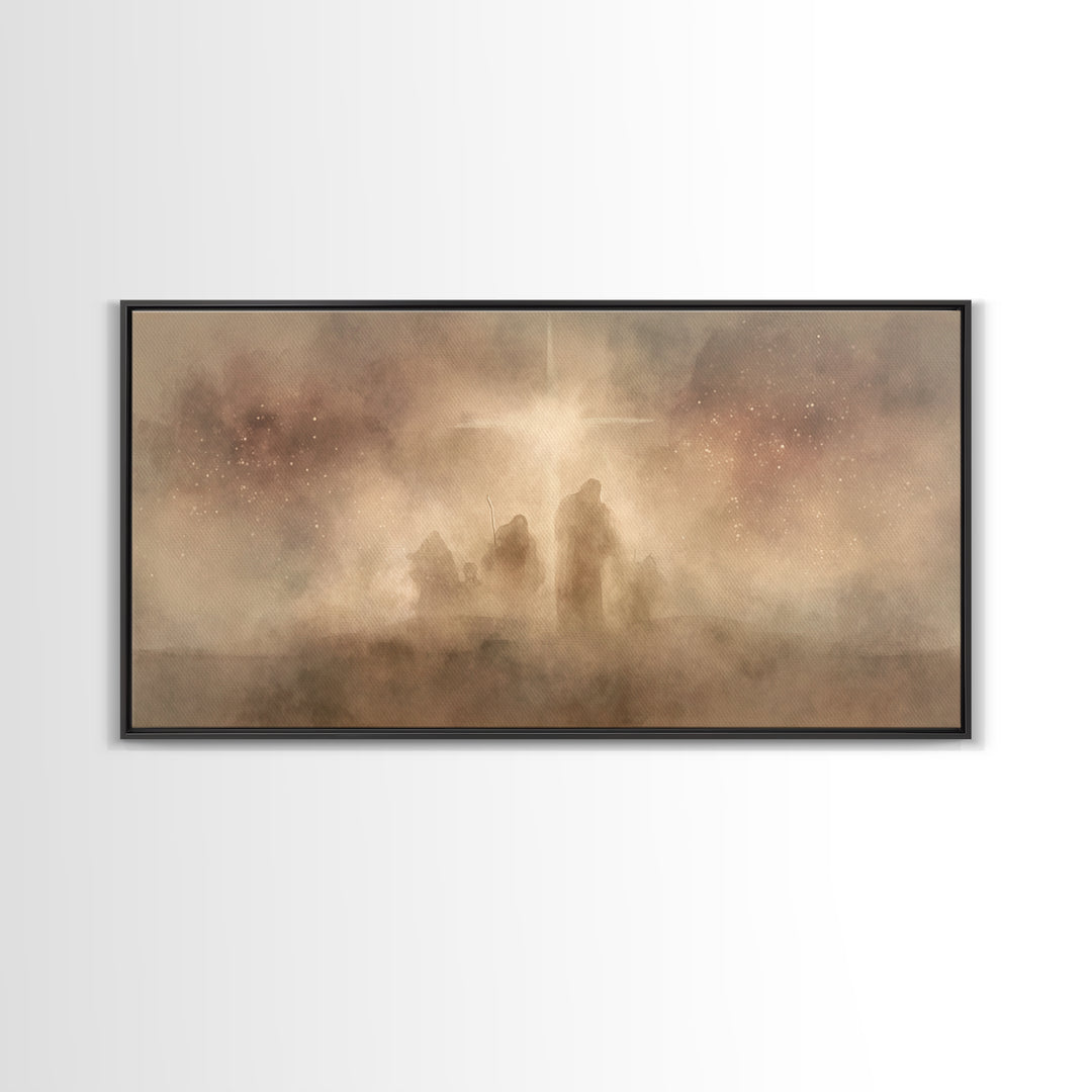 Shepherds Of Glory, Framed Canvas Print, Christian Christmas Art, Christmas Wall Art, Christian Art Canvas, Christian Art Work, Christmas A