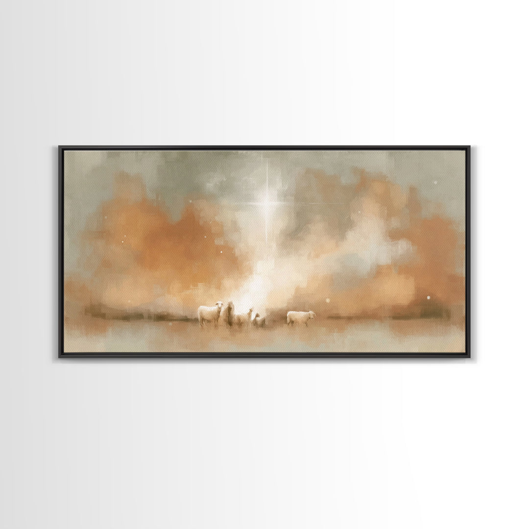 Heavenly Radiance, Framed Canvas Print, Christian Christmas Art, Christian Art Print, Christian Wall Art, Jesus Painting, Christian Art