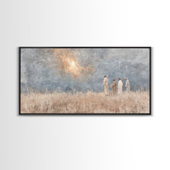 Glory In Clouds | Framed Canvas Print | Christian Art Canvas | Christmas Wall Art | Jesus Painting | Christian Christmas Art | Faith