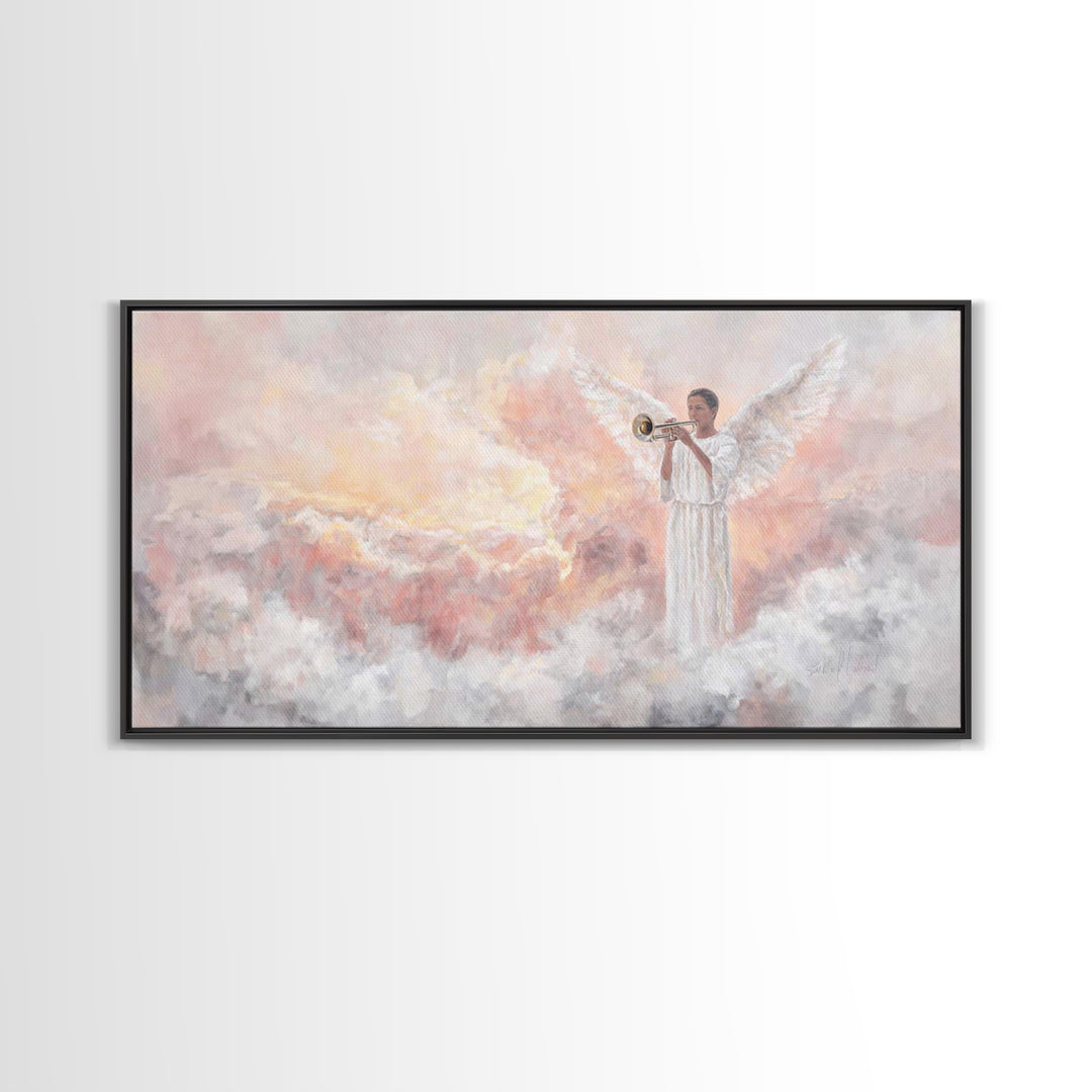 Angel In Sunrise - Framed Canvas Print - Christian Art Canvas - Christian Wall Art - Jesus Painting - Christian Christmas Art - Faith