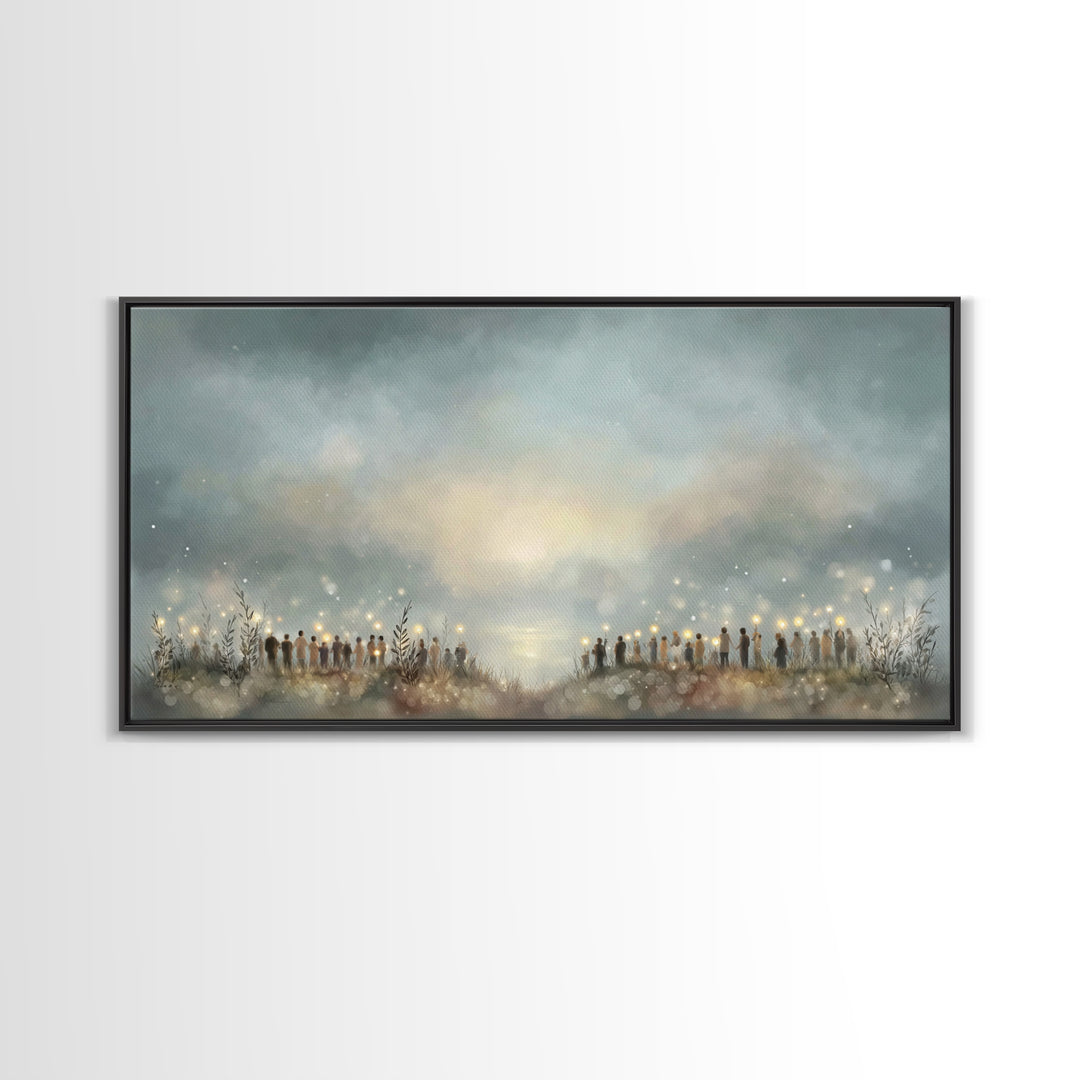 Gathering Of Light – Framed Canvas Print – Christian Wall Art – Christian Art Canvas – Christmas Art – Christian Christmas Art – Christian