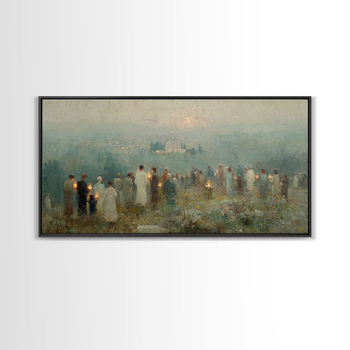 Twilight Lantern Vigil | Framed Canvas Print | Christian Christmas Art | Christian Art Canvas | Christian Wall Art | Christmas Art | Christ