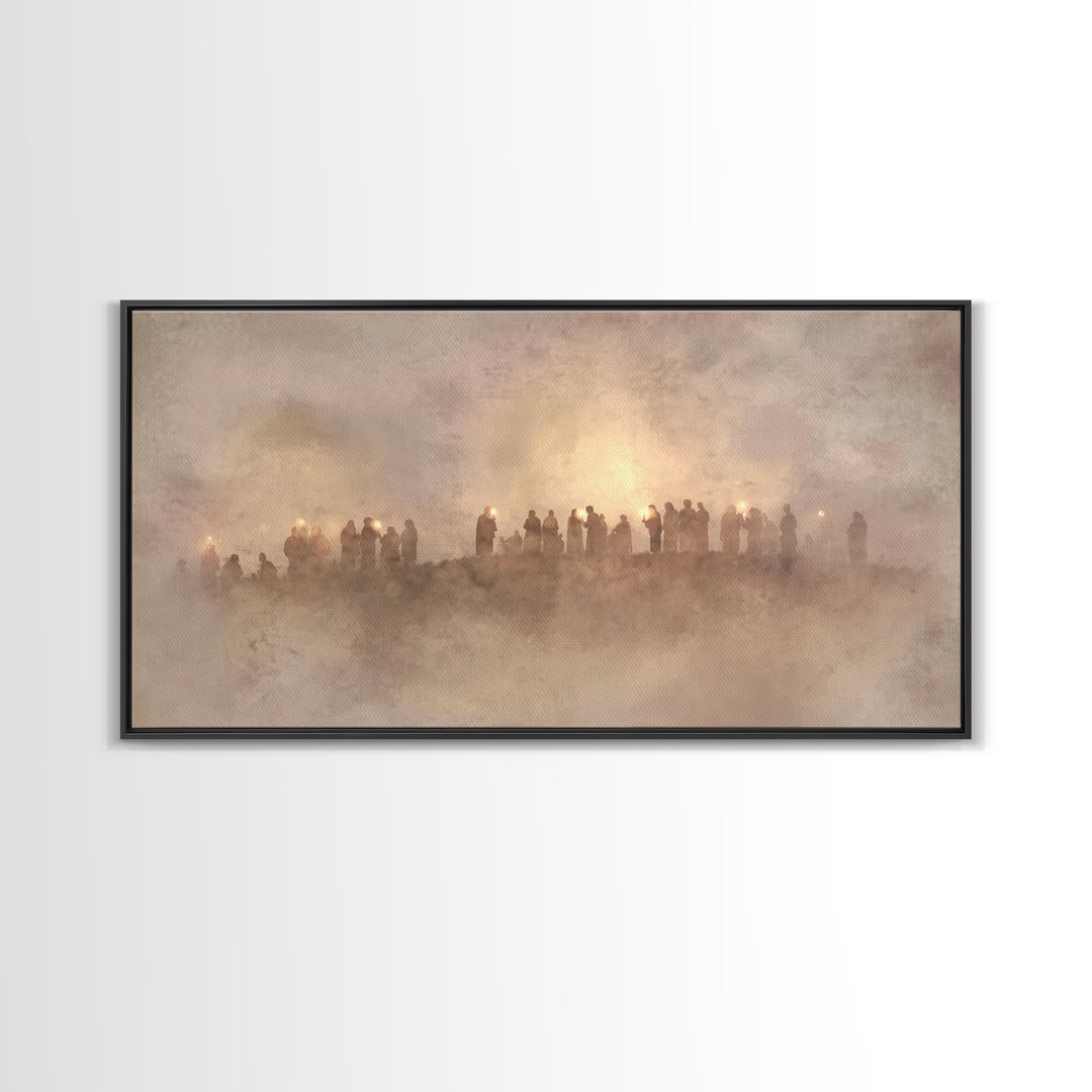 Silent Hill Procession, Framed Canvas Print, Christian Christmas Art, Christian Art Canvas, Christian Wall Art, Christmas Art, Christian Ar