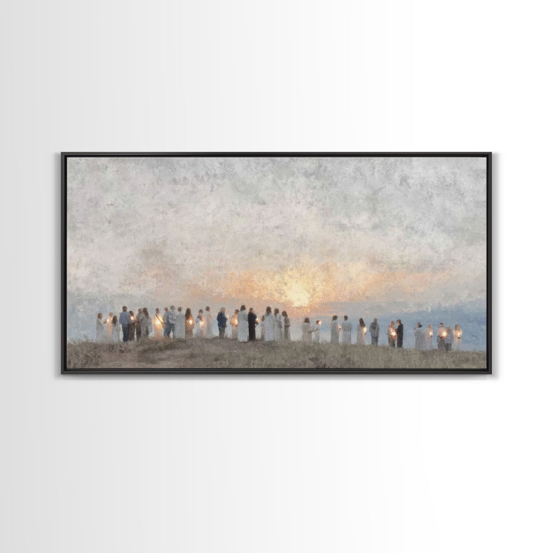 Sunrise Pilgrims Of Hope – Framed Canvas Print – Christian Art Canvas – Christian Christmas Art – Christian Wall Art – Christmas Art – Chri