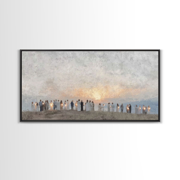 Sunrise Pilgrims Of Hope – Framed Canvas Print – Christian Art Canvas – Christian Christmas Art – Christian Wall Art – Christmas Art – Chri