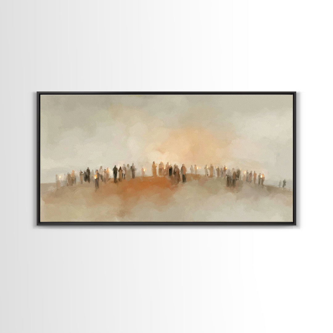 Golden Meadow Gathering | Framed Canvas Print | Christian Art Canvas | Christian Wall Art | Christian Christmas Art | Christmas Art | Chris
