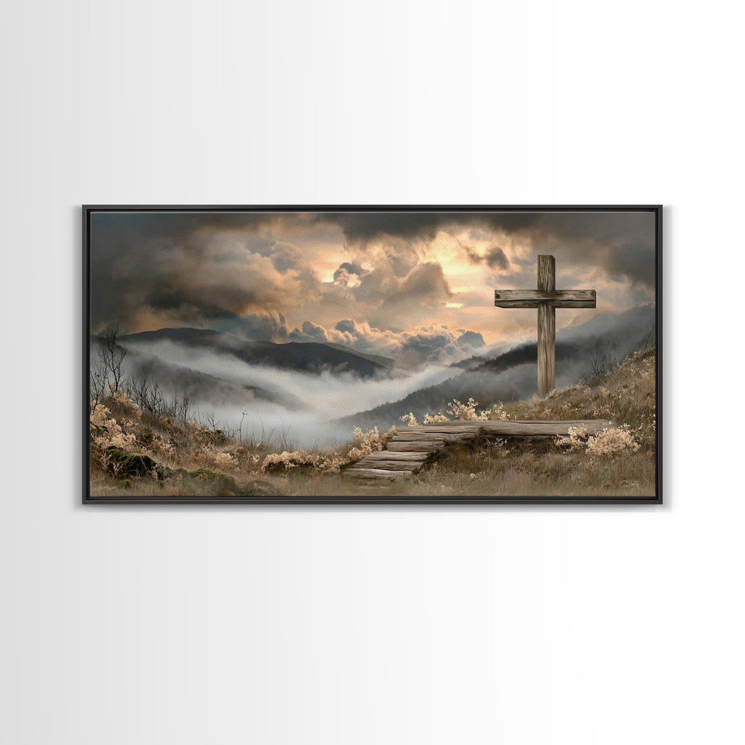 Stormlight Promise – Framed Canvas Print – Christian Art Canvas – Moody Christian Art – Christian Wall Art – Christian Painting