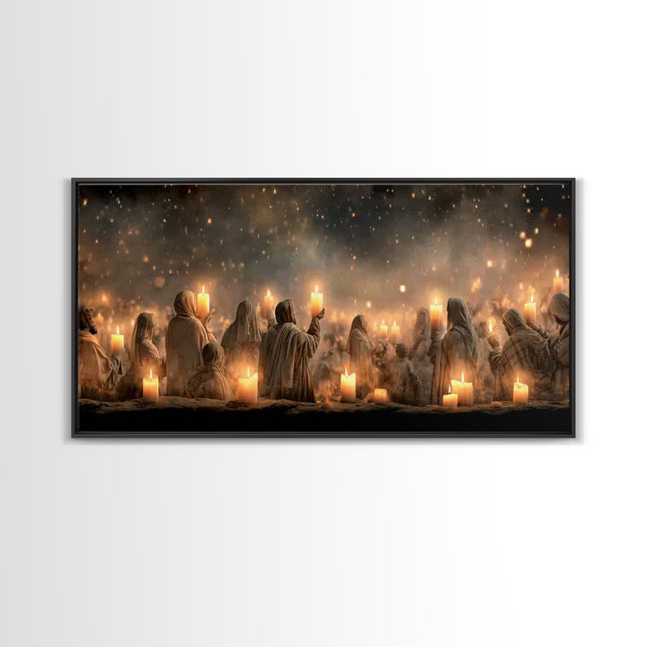 Sacred Candlelight – Framed Canvas Print – Christian Art Canvas – Christian Christmas Art – Christmas Wall Art – Christian Decor – Modern C