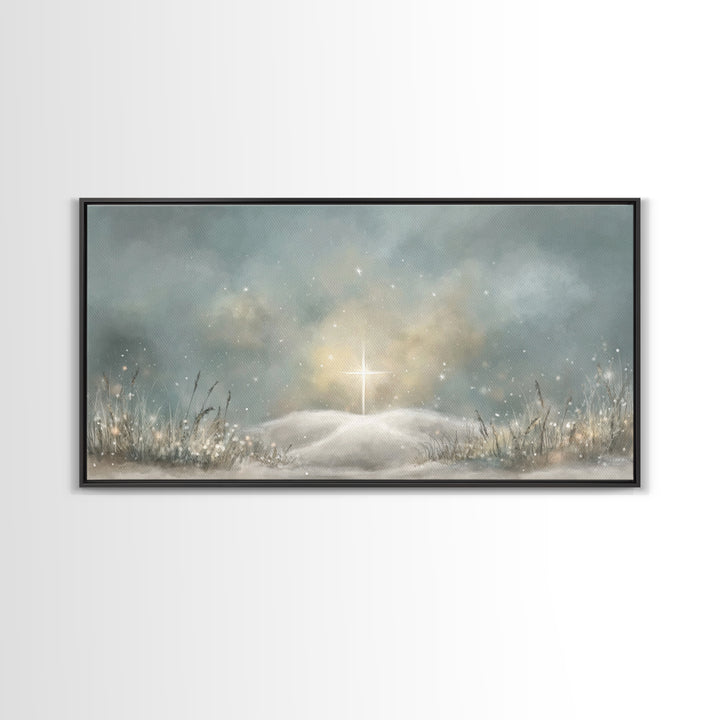 Star Of Peace – Framed Canvas Print – Christian Art Canvas – Christmas Wall Art – Subtle Christian Art – Framed Christmas Art