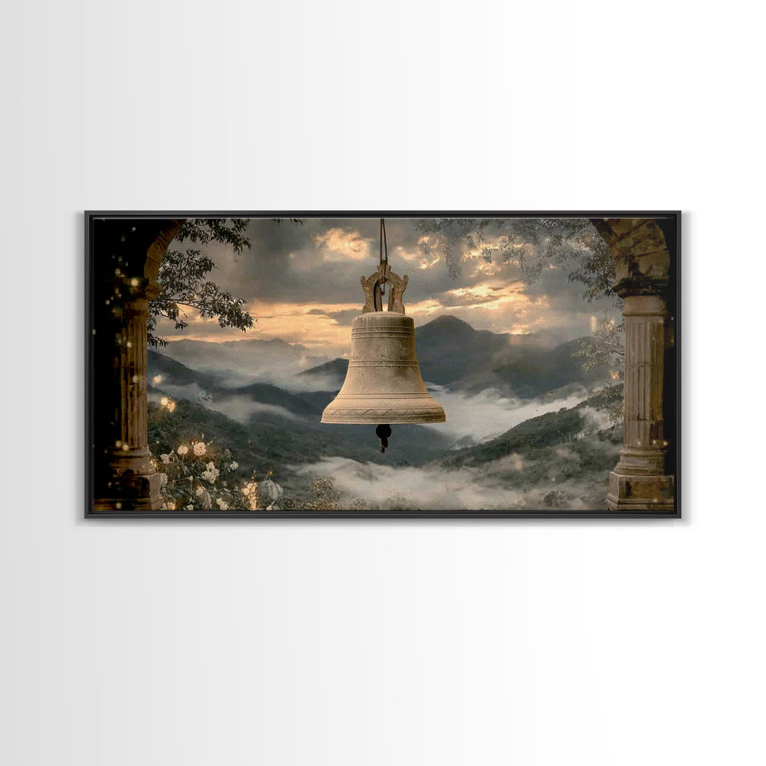 Evening Chimes – Framed Canvas Print – Vintage Christian Art – Christian Art Canvas – Christian Wall Art – Moody Christian Art