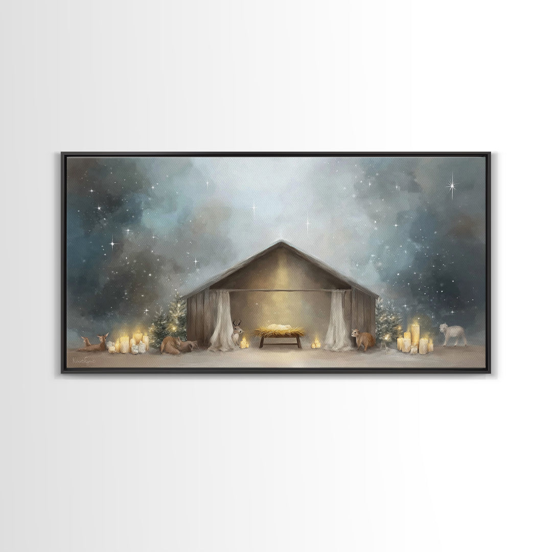 Holy Nativity – Framed Canvas Print – Christian Christmas Art – Christmas Art – Christian Wall Art – Christian Art Canvas – Christmas Decor