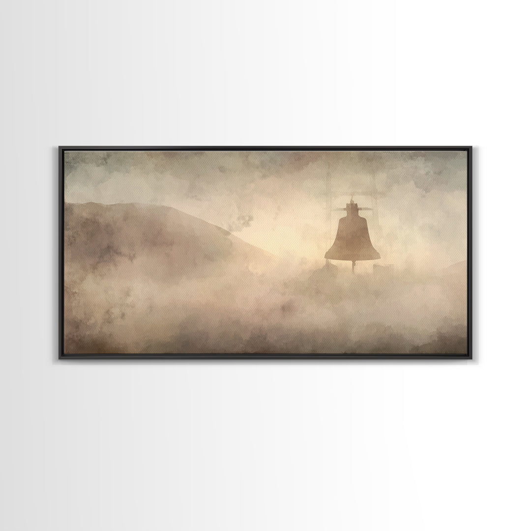 Misty Bells – Framed Canvas Print – Christian Wall Art – Subtle Christian Art – Christian Art Canvas – Christmas Art Prints