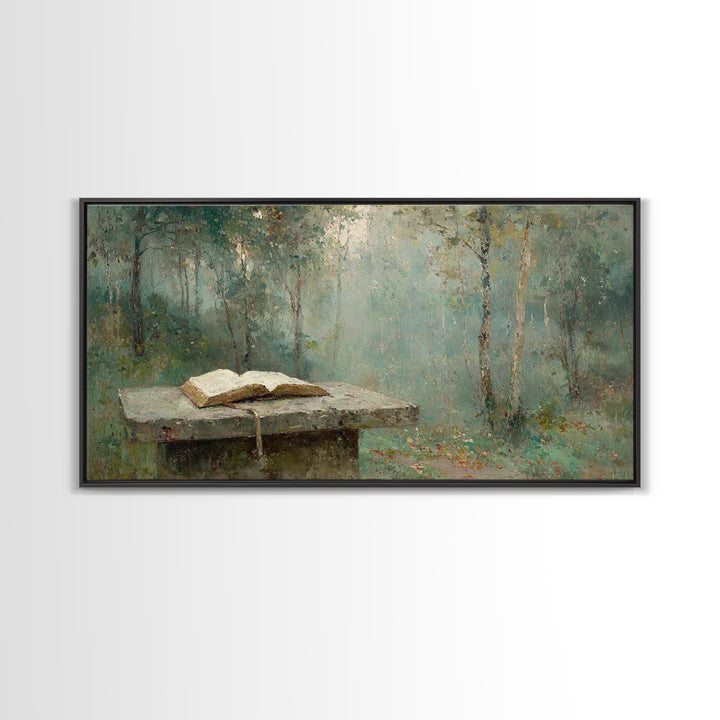 Woodland Testament - Framed Canvas Print - Christian Wall Art - Vintage Christian Art - Christian Art Canvas - Christian Painting - Christi