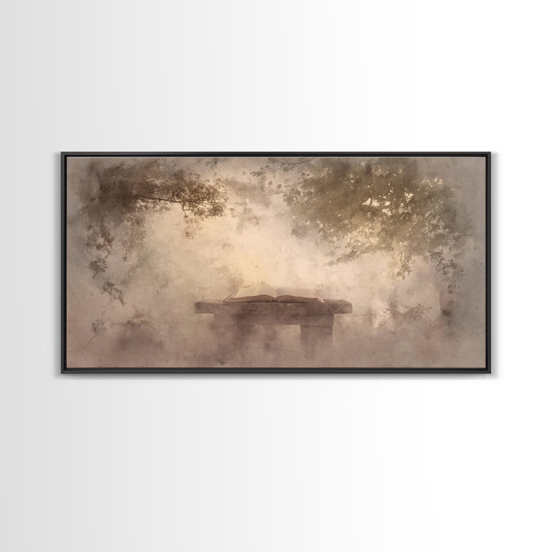 Misty Covenant - Framed Canvas Print - Christian Art Canvas - Christian Wall Art - Moody Christian Art - Christian Painting - Subtle Christ