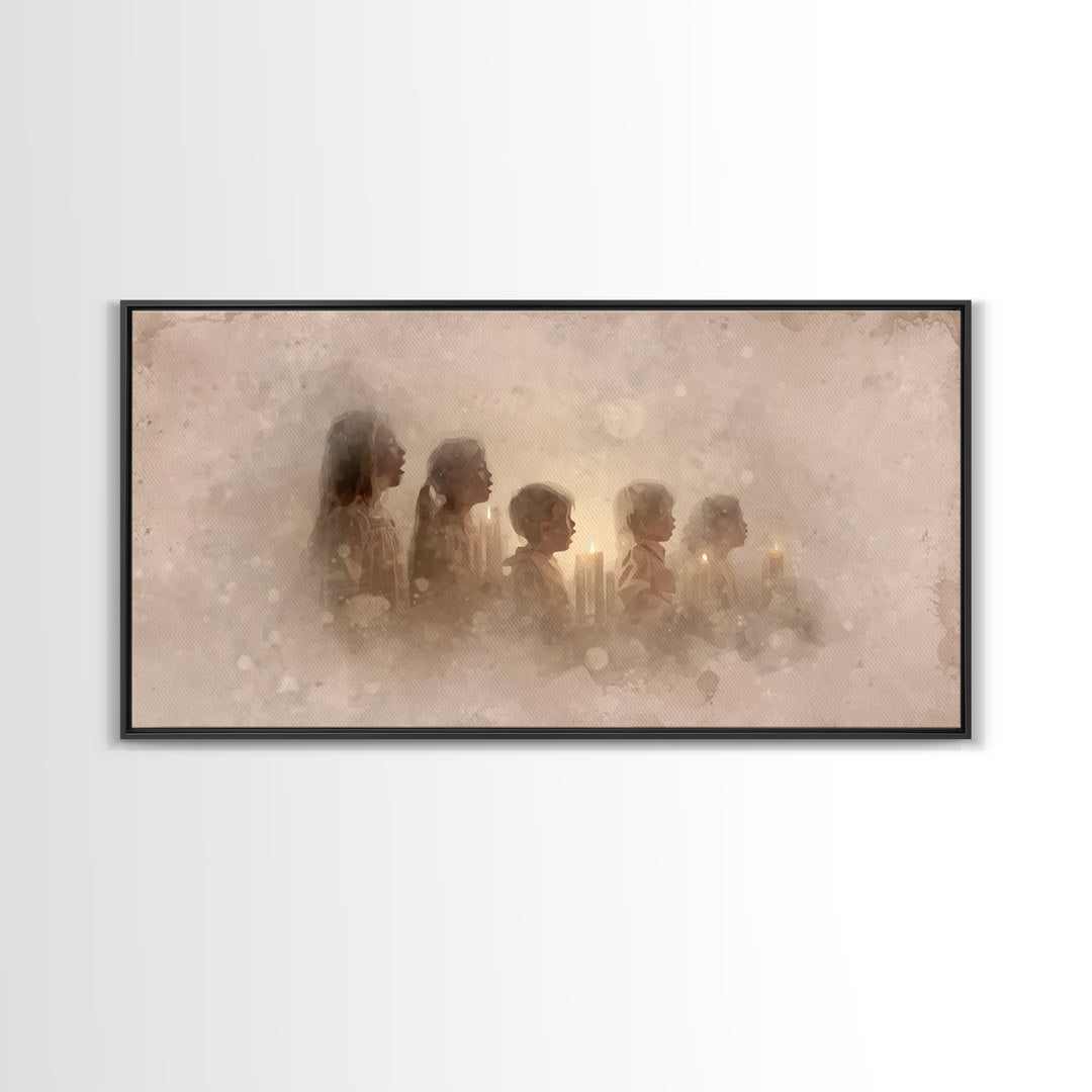 Silent Night Voices – Framed Canvas Print – Christian Art Canvas – Christian Wall Art – Minimalist Christian Art – Christmas Wall Art – Chr