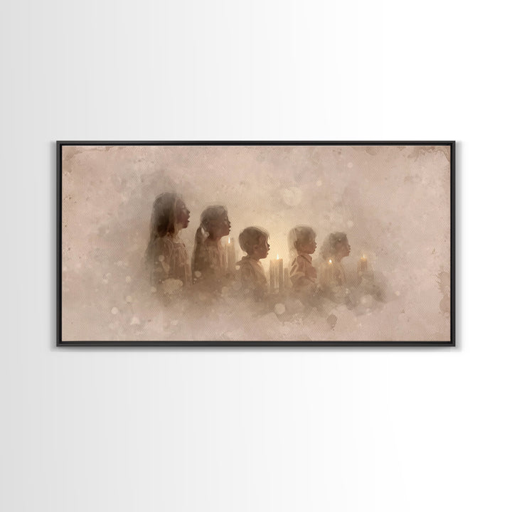 Silent Night Voices – Framed Canvas Print – Christian Art Canvas – Christian Wall Art – Minimalist Christian Art – Christmas Wall Art – Chr