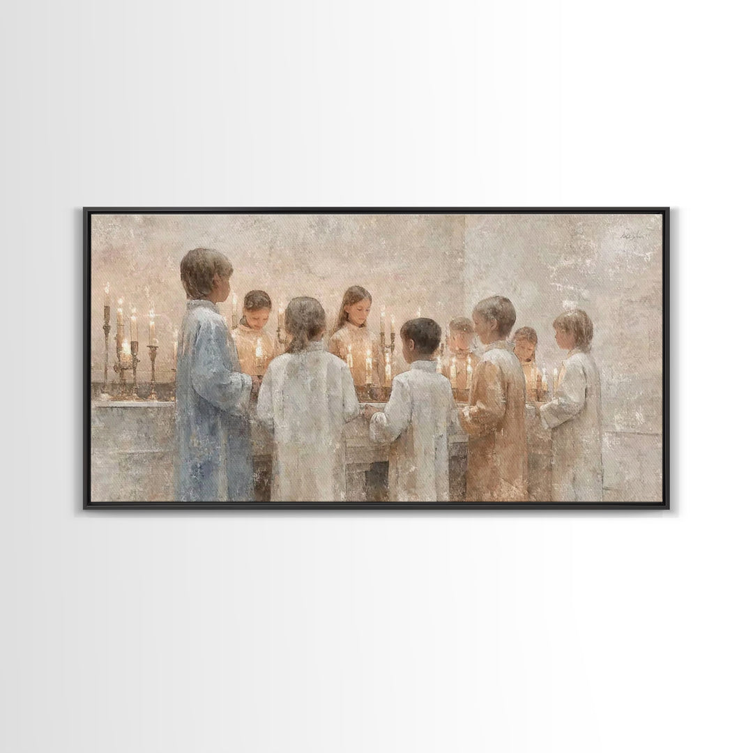 Circle Of Light – Framed Canvas Print – Christian Art – Framed Christmas Art – Christian Wall Art – Christmas Canvas Wall Art – Christian D