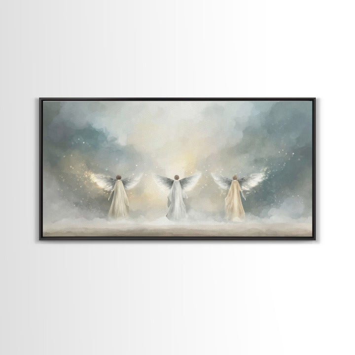Heavenly Guardians – Framed Canvas Print – Christian Wall Art – Christian Art Canvas – Christian Painting – Christian Art Work – Subtle Chr