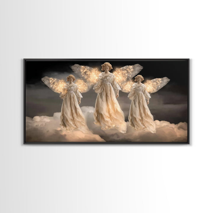 Celestial Shine – Framed Canvas Print – Christian Christmas Art – Christian Art Canvas – Christmas Art Framed – Christian Wall Art – Framed