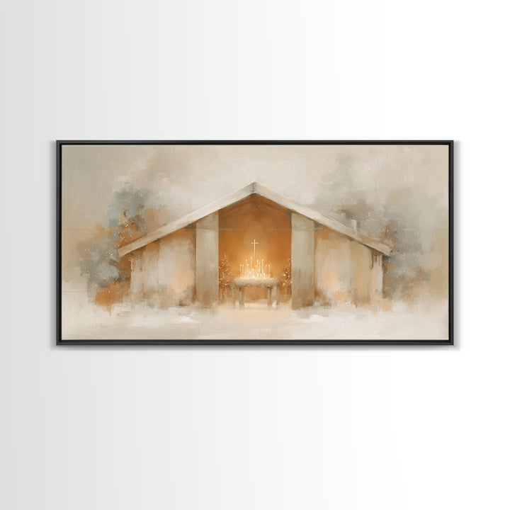 Holy Lantern Glow | Framed Canvas Print | Christian Christmas Art | Christian Wall Art | Christian Art Canvas | Christmas Art Prints | Mode